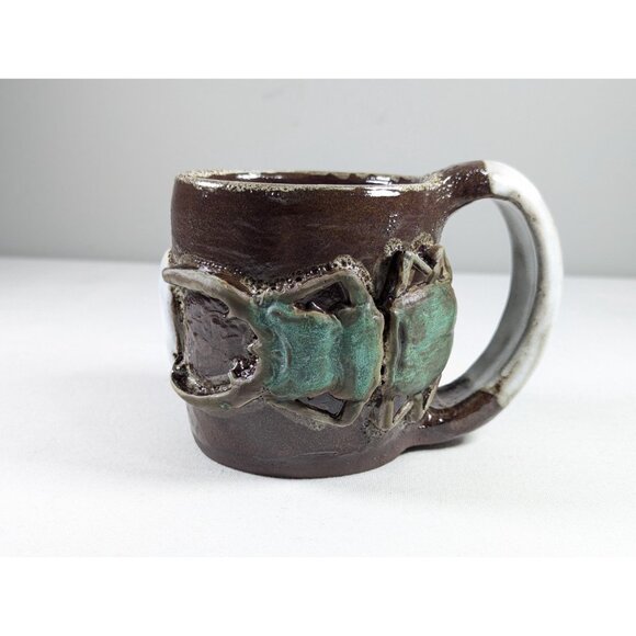 Handmade ceramic STAG BEETLES mug, large handmade ceramic coffee mug gift for - Picture 5 of 10
